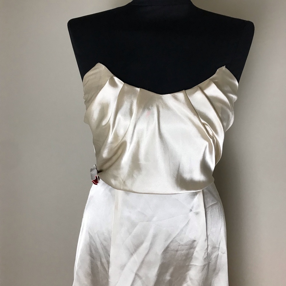 ASOS Champagne Strapless Satin Dress NWT - Picture 2 of 10